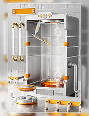 3D立体科技风银橙色商品展示柜展台电商场景