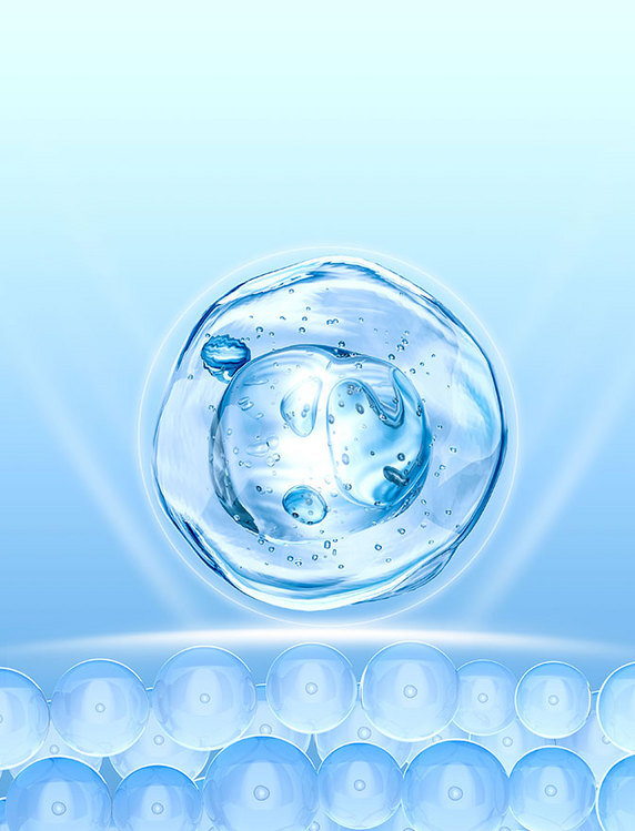 3D水分子分解化妆品蓝色细胞场景