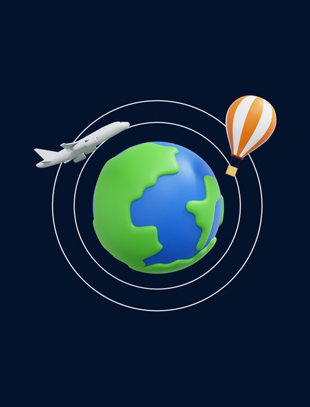 3D立体旅游飞机旅行地球飞机