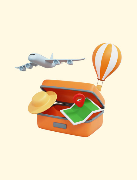 3D立体旅游旅行箱飞机旅行