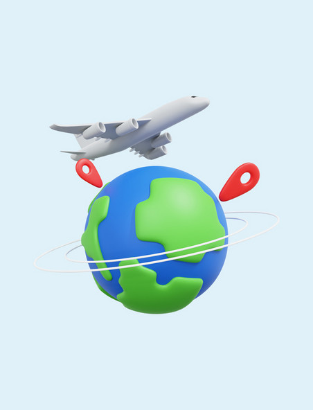 3D立体全球旅游地图飞机