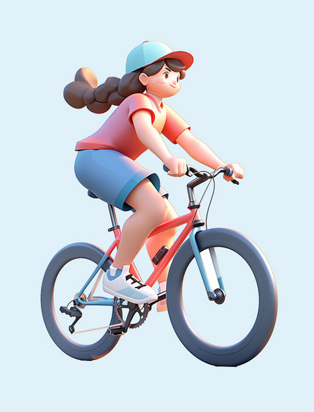 亚运会3D立体人物竞技比赛低马尾少女骑单车
