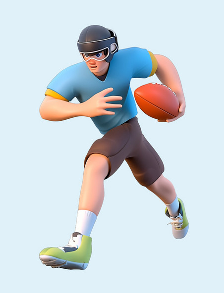 亚运会3D人物竞技比赛蓝衣男人打橄榄球