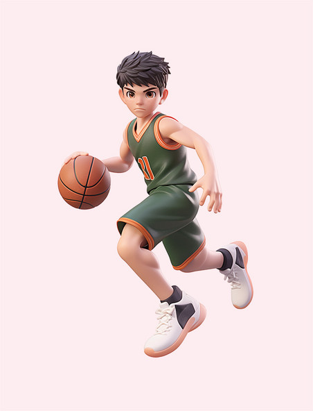 3D人物竞技比赛打篮球的男孩运动体育