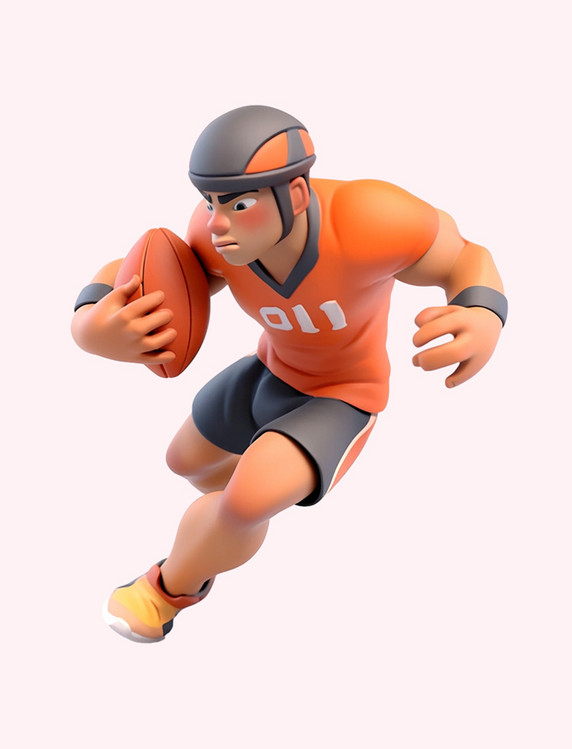 亚运会3D立体人物竞技比赛男子带橄榄球闪躲