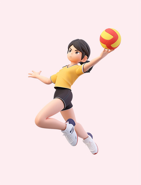 3D人物竞技比赛女子排球