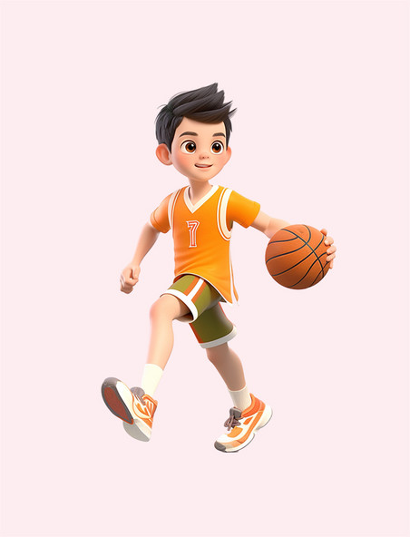 3D竞技比赛橙色衣服人物运动体育