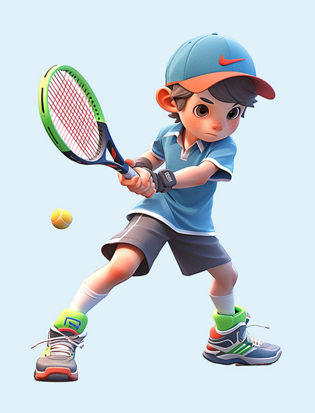 亚运会3D人物竞技比赛男孩打网球元素