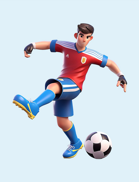 亚运会3D人物竞技比赛男子正在踢足球元素
