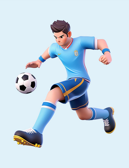 亚运会3D人物竞技比赛短发少年踢足球元素