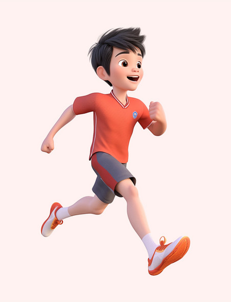亚运会3D立体人物竞技比赛项目红色运动衣男孩