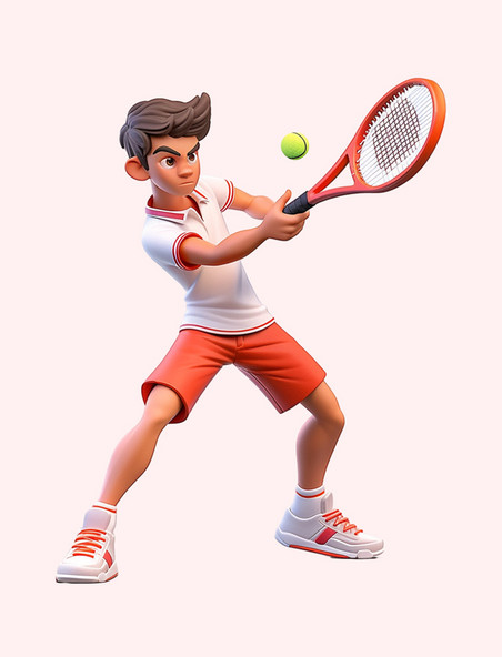 亚运会3D人物竞技比赛白色短袖男生打网球元素