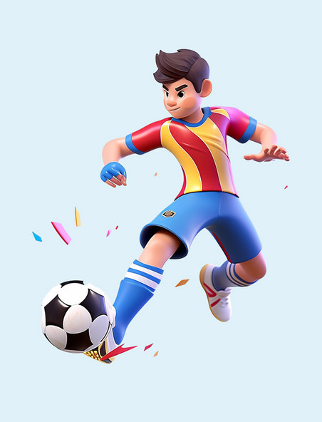 亚运会3D人物竞技比赛红黄服装男子足球元素