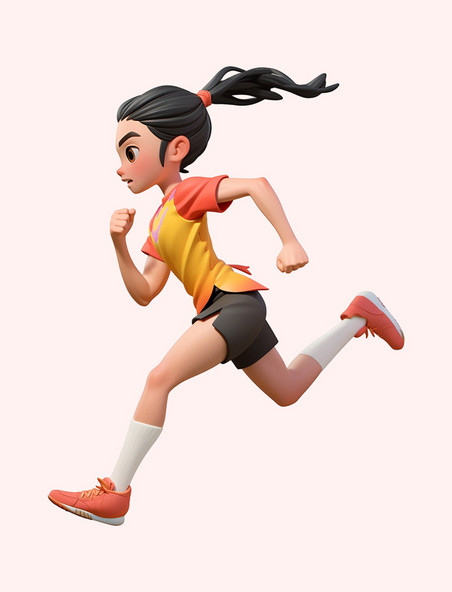 亚运会3D立体人物竞技比赛项目女生短跑
