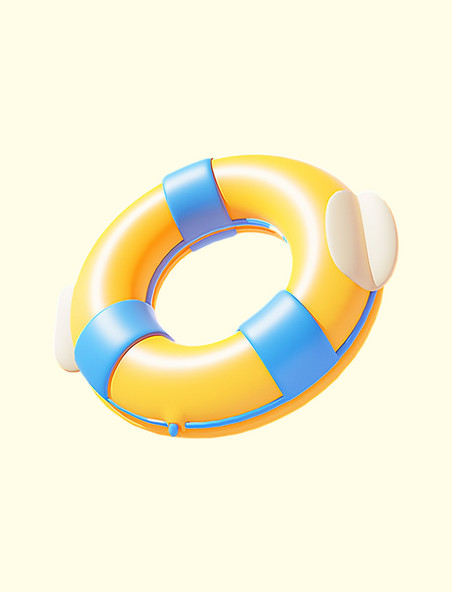 夏日泳圈黄蓝配色3d立体卡通元素