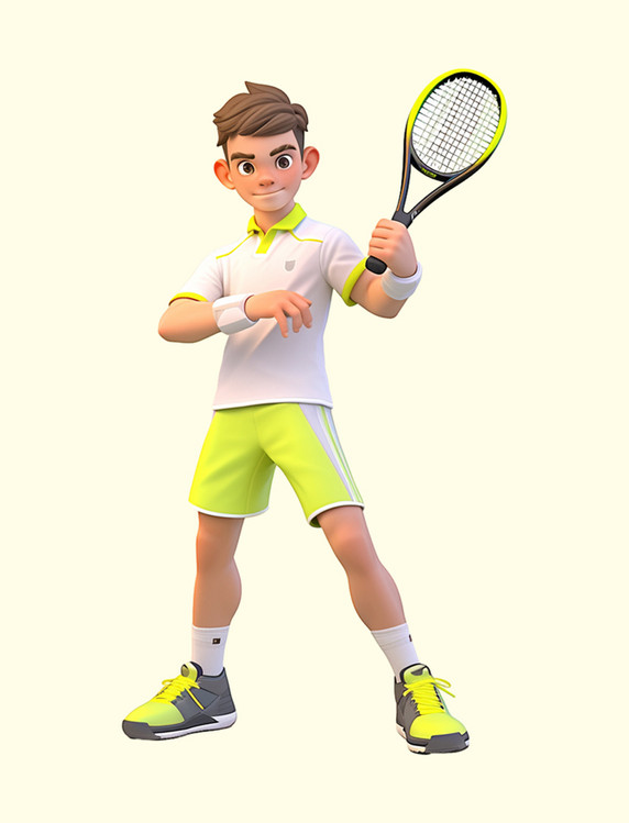 亚运会3D立体人物竞技比赛一个男子打网球