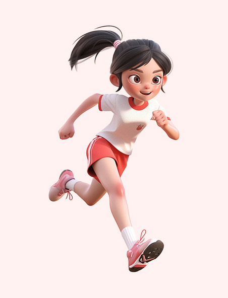亚运会3D立体人物竞技比赛项目白衣女生短跑