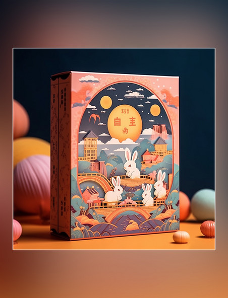 中秋节兔子月饼中国传统节日礼盒设计包装设计月饼包装