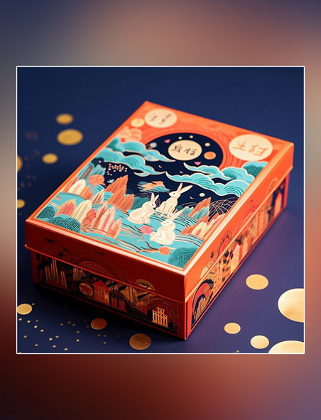 中秋节中国传统节日礼盒设计包装设计兔子月饼包装