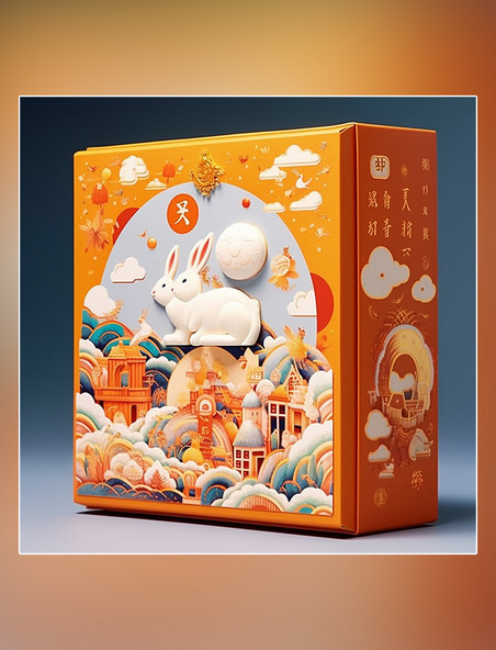 礼盒设计中秋节中国传统节日包装设计月饼包装兔子月饼