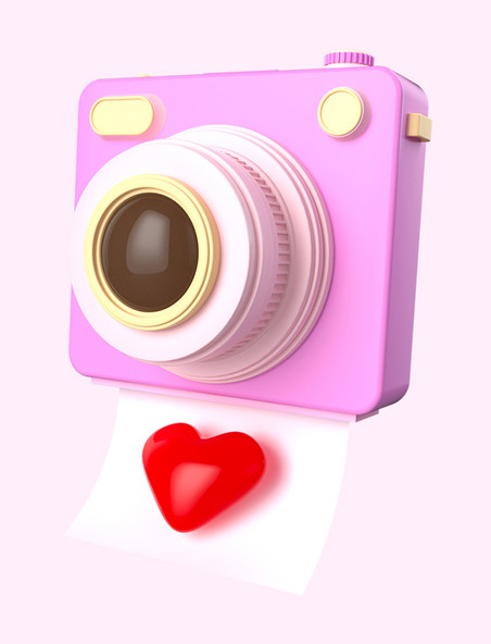 C4D3D立体装饰相机爱心icon
