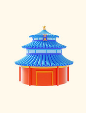 3D立体天坛建筑元素北京中国党建