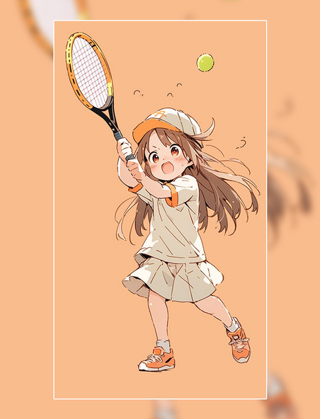 体育运动可爱小女孩打网球