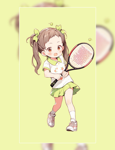 可爱小女孩体育运动打网球