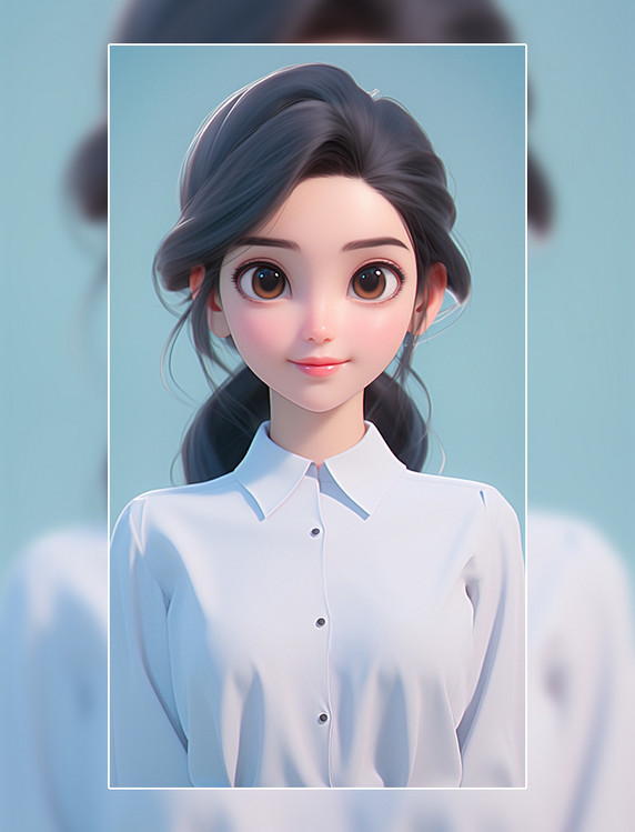 3D美女证件照头像半身照