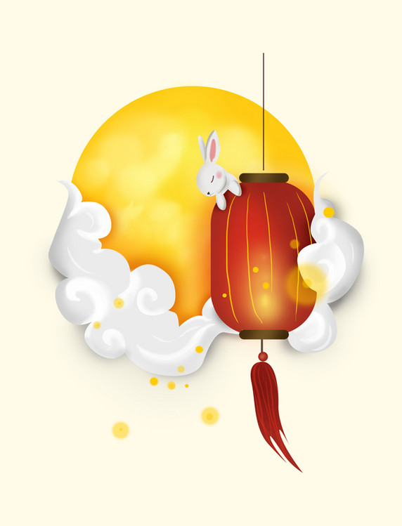 中国风中秋节灯笼和月亮元宵