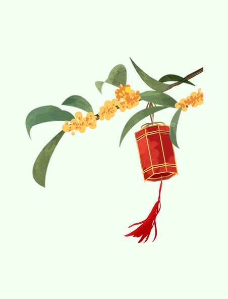 中国传统中秋中秋节树枝灯笼