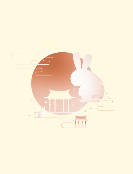 中国风玫瑰金兔子烫金风中秋节