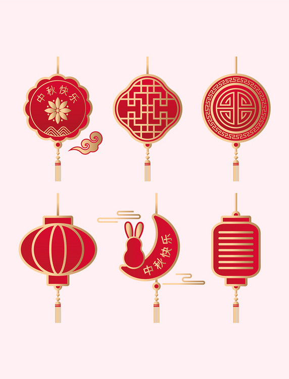 中秋中秋节中国风中式吊饰灯笼元素
