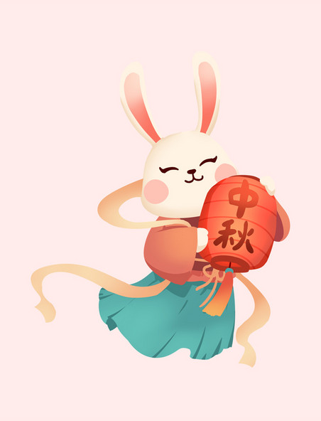 中秋节拟人月兔玉兔飞天八月十五