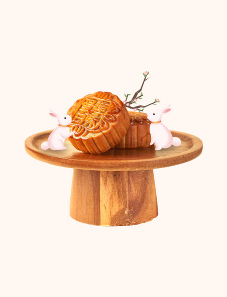 八月十五中秋中秋节玉兔月饼创意合成