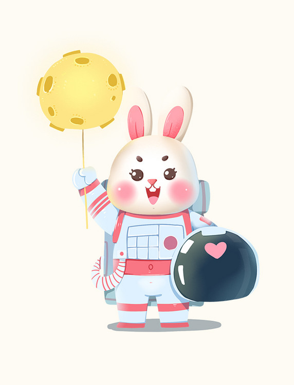 兔年中秋中秋节拟人月兔玉兔兔子宇航员