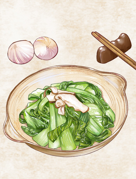 时令蔬菜春菜中国风插画元素餐饮美食