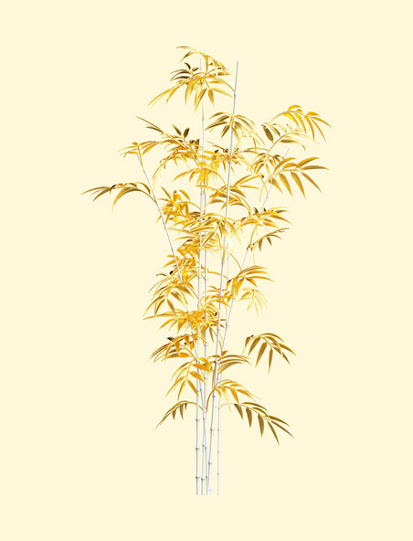 c4d3d立体金属竹子植物金色