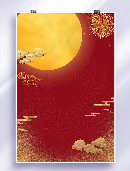 传统节日中秋节中国风复古红色国庆背景