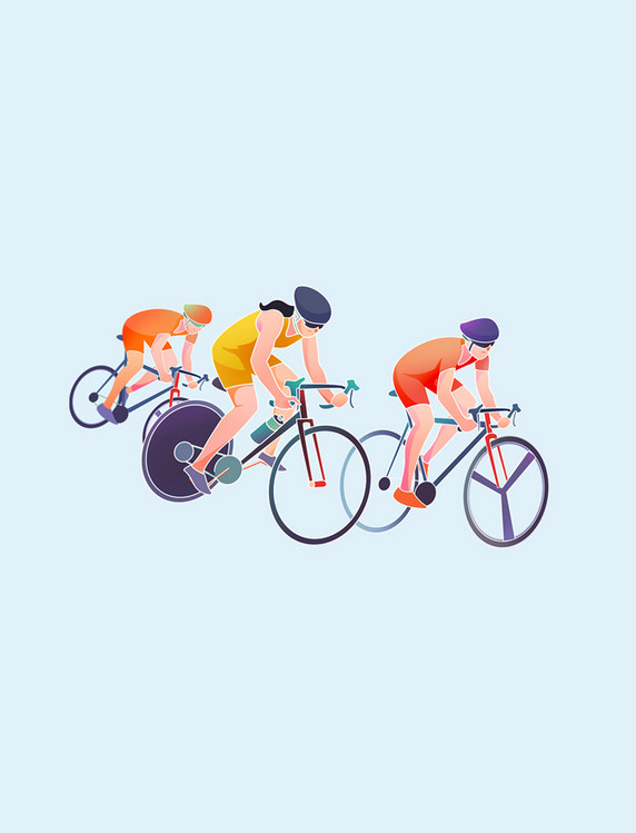 体育自行车比赛中国风插画元素