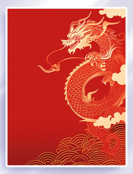 中国龙红色新年春节龙年纹理背景大气龙春节新春