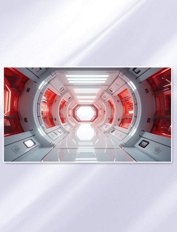 数码产品红色高科技隧道感展台背景