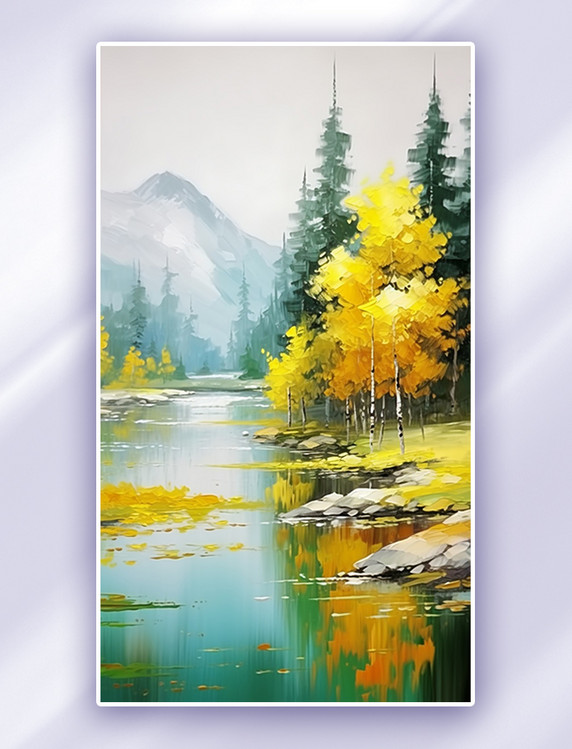 美丽的秋天透明质感水彩秋天插画