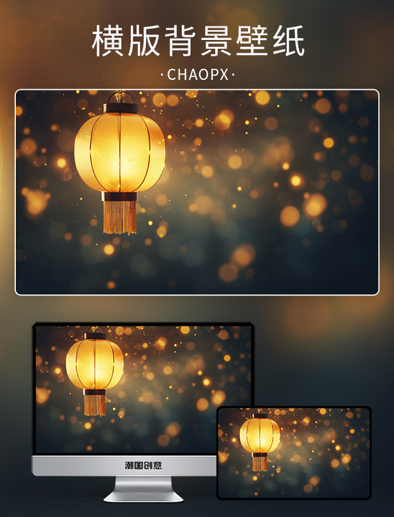 简约新年彩灯灯笼背景元宵节