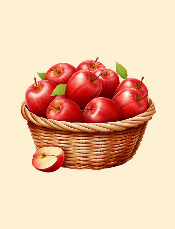 3D苹果果子果篮