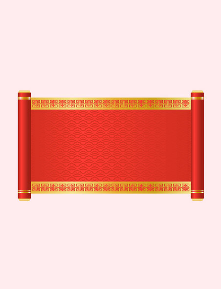 中式春节新年节日卷轴装饰边框元素