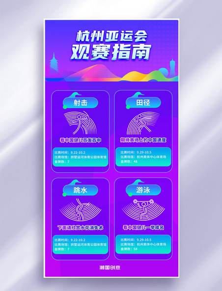 杭州亚运会观赛指南赛事预告海报