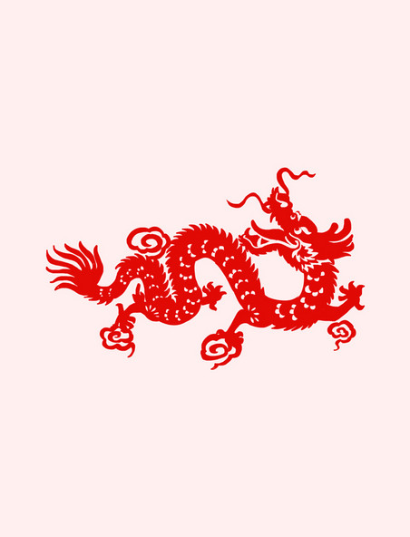 中国年龙年春节剪纸红色春节