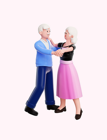 3d跳舞老头老太太老年人老人锻炼运动跳舞扇子舞交谊舞