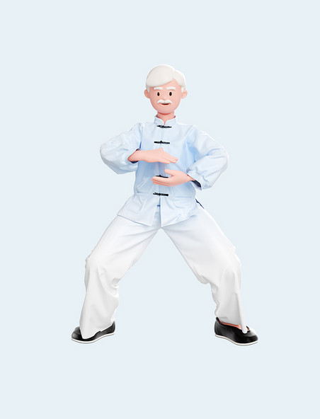 3d立体打太极老年人老年人老人锻炼功夫运动